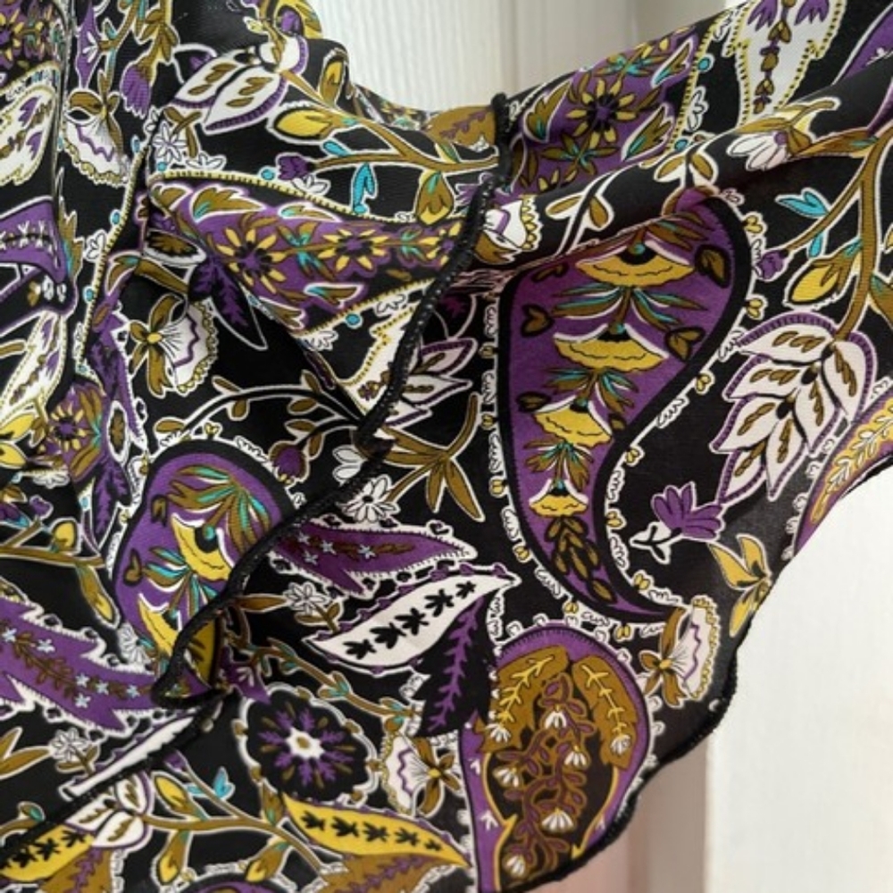 ZARA Purple Paisley Print Ruffle Mini Skirt - Picture 4 of 14